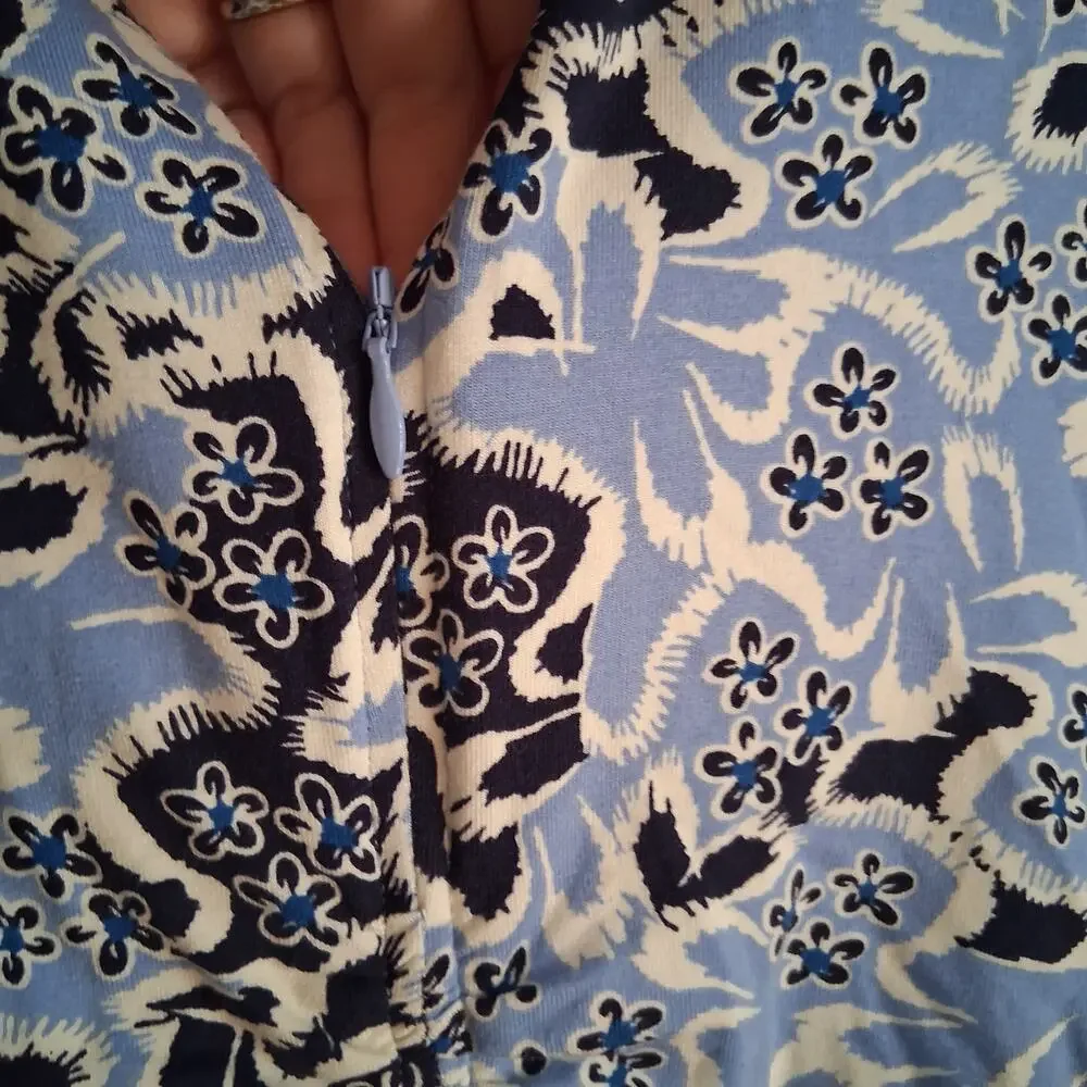 Me+Em graphic ribbon floral print midi dress womens US 6 made in Turkey ruched